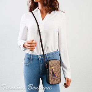 NWT C5585 Coach X Jean Michel Basquiat North/South Zip Crossbody In Signature